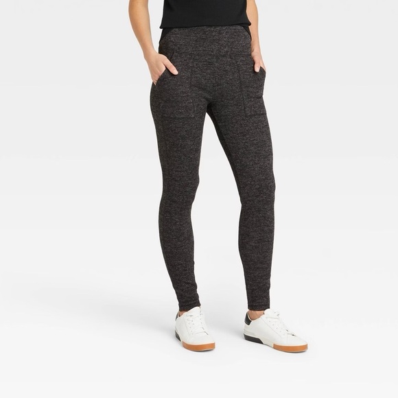 A New Day Women’s Cozy Hacci Leggings with Pockets, Black - Picture 1 of 2